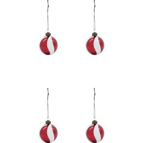 House Doctor Twister Weihnachtsschmuck 4er Set 6 cm, Wei/Rot