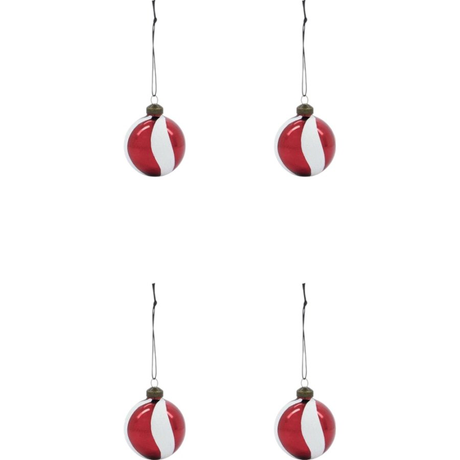 House Doctor Twister Weihnachtsschmuck 4er Set 6 cm, Weiß/Rot
