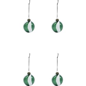 House Doctor Twister Weihnachtsschmuck 4er Set 6 cm, Grn/Wei
