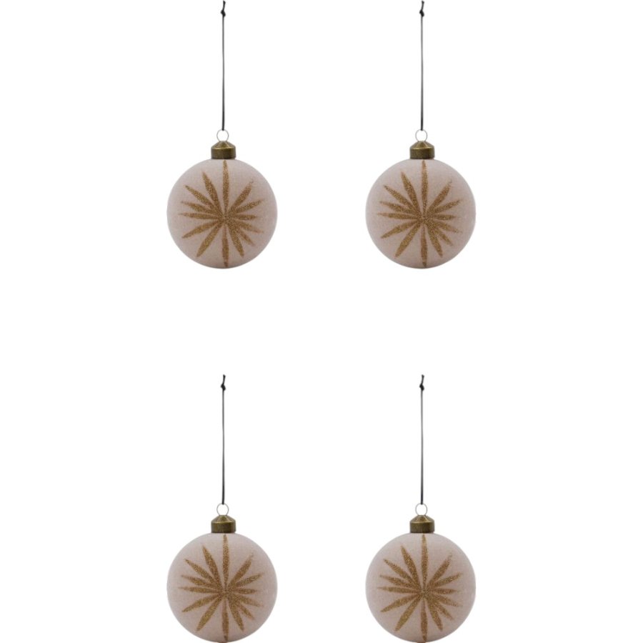 House Doctor Flos Weihnachtsschmuck 4er Set 8 cm, Rosa