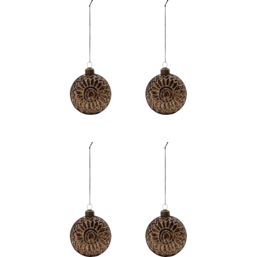 House Doctor Circulo Weihnachtsschmuck 4er Set 8 cm, Braun