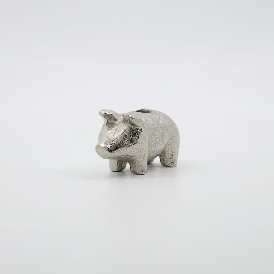 House Doctor Pig Lysestage H5 cm, Antik slv