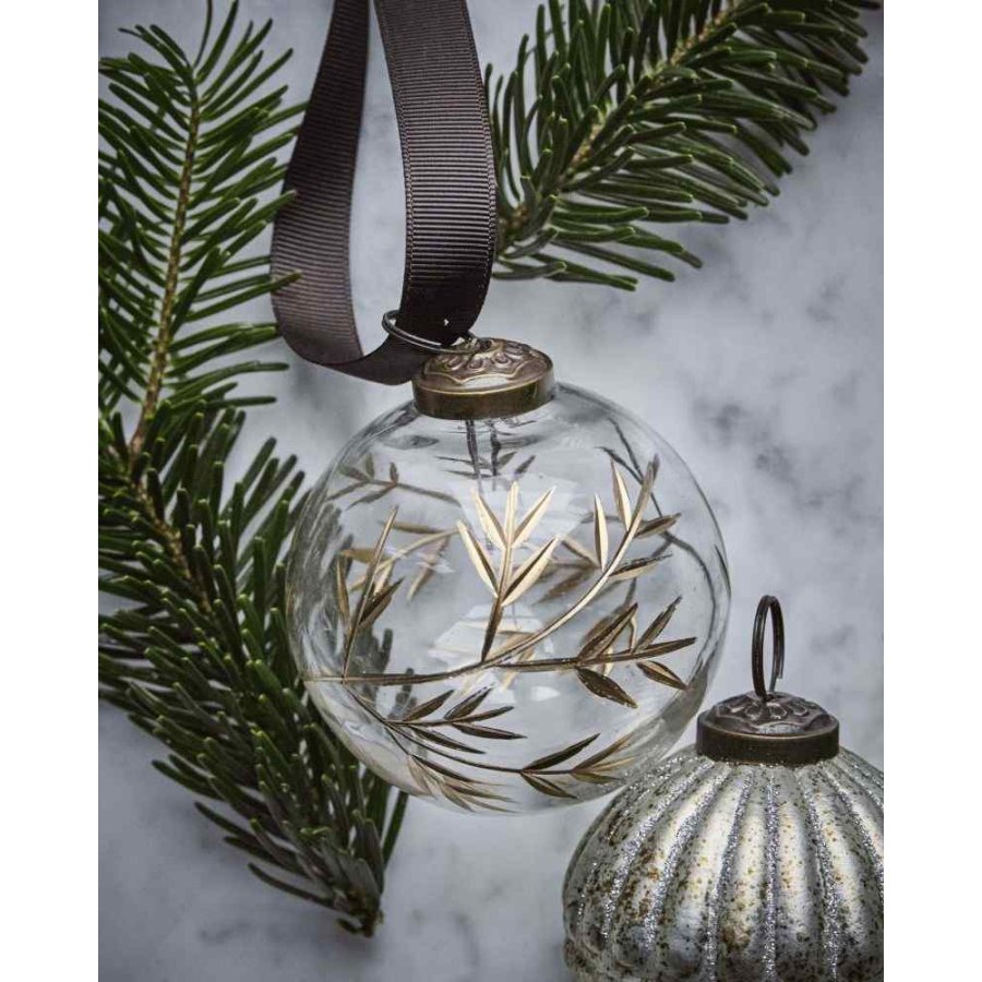 House Doctor Leaf Weihnachtsschmuck 4er Set 7,5 cm, Klar/Gold