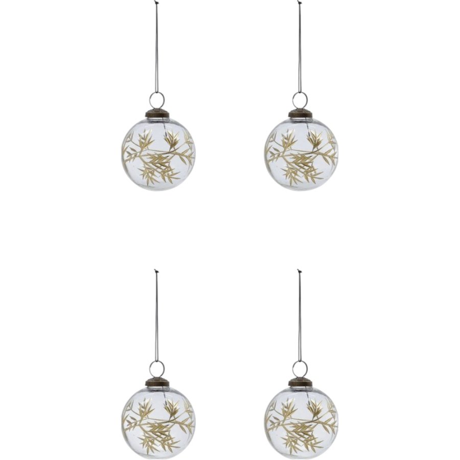 House Doctor Leaf Weihnachtsschmuck 4er Set 7,5 cm, Klar/Gold