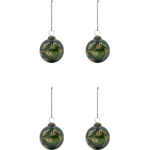 House Doctor Leaf Weihnachtsschmuck 4er Set 7,5 cm, Grn/Gold