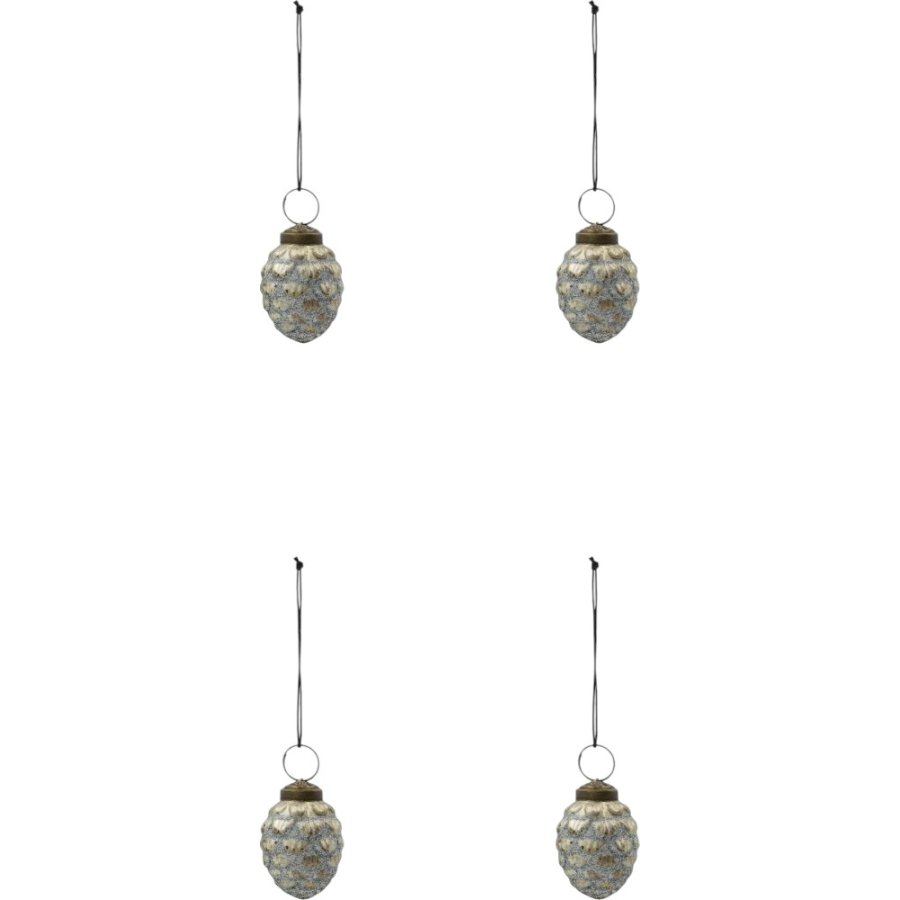 House Doctor Cone Weihnachtsschmuck 4er Set 5,5 cm, Antikes Silber
