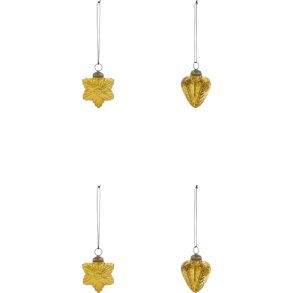 House Doctor Heart und Star Weihnachtsschmuck 4er Set, Goldfarben