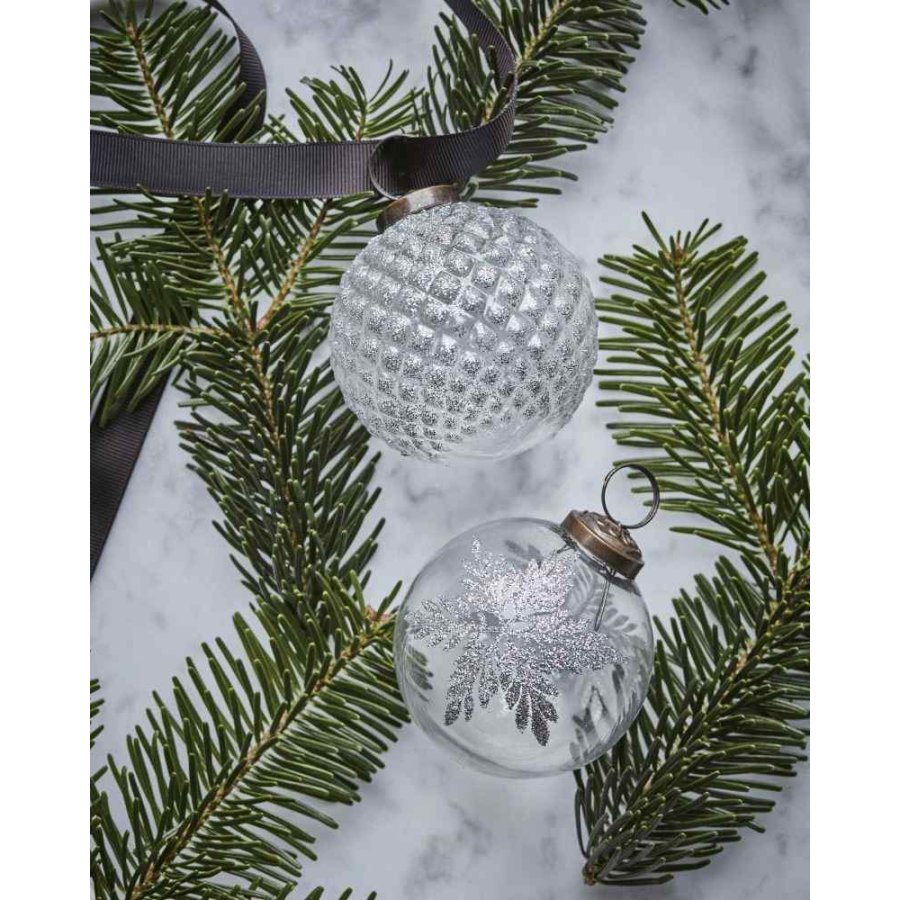 House Doctor Snowi Weihnachtsschmuck 4er Set 7,5 cm, Silber/Klar