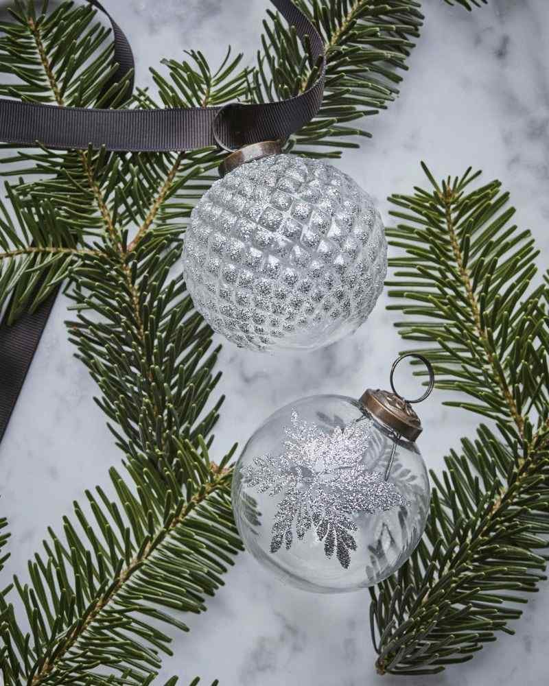 House Doctor Snowi Weihnachtsschmuck 4er Set 7,5 cm, Silber/Klar