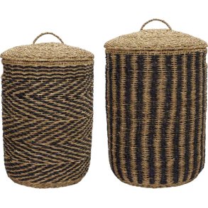 House Doctor Cesto Wschekrbe 2er Set, Schwarz/Seegras