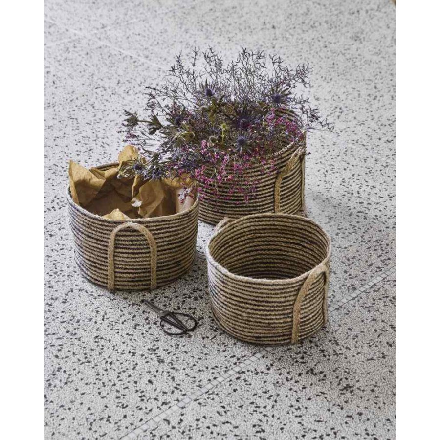 House Doctor Dungi Körbe 3er Set, Schwarz/Jute