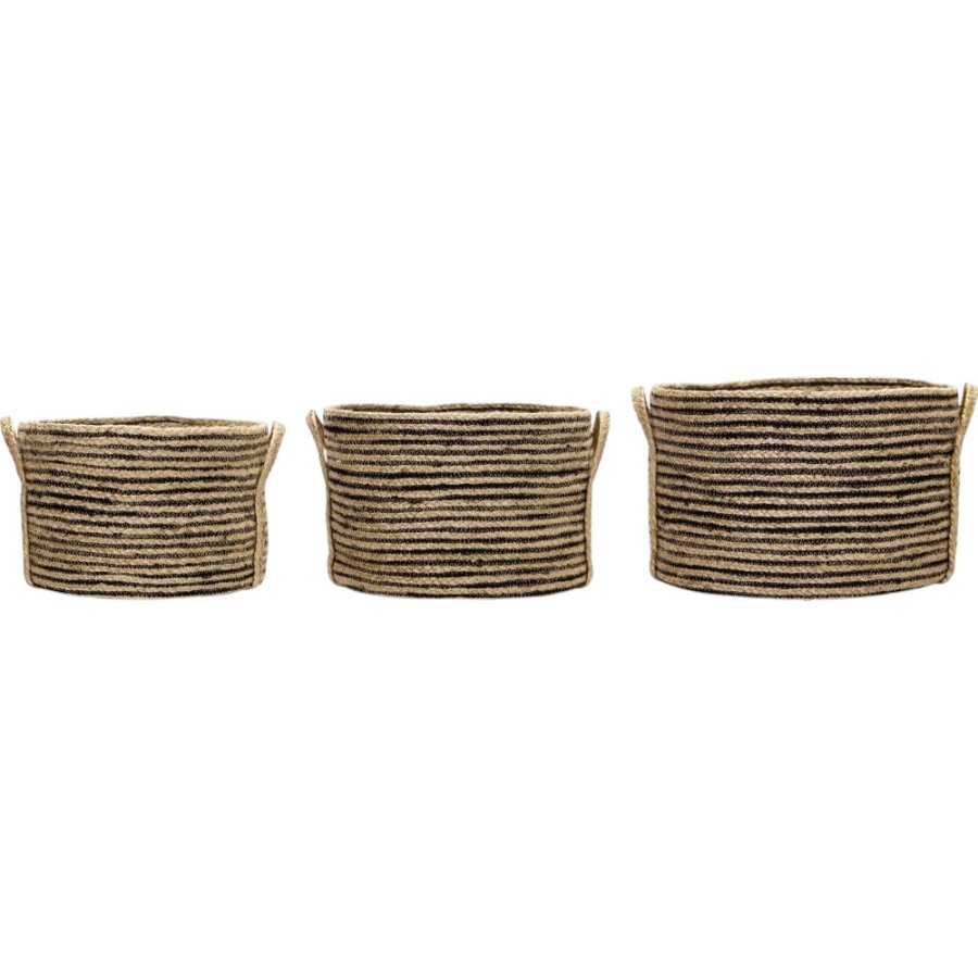 House Doctor Dungi Körbe 3er Set, Schwarz/Jute