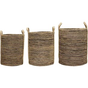 House Doctor Dungi Krbe 3er Set, Schwarz/Jute