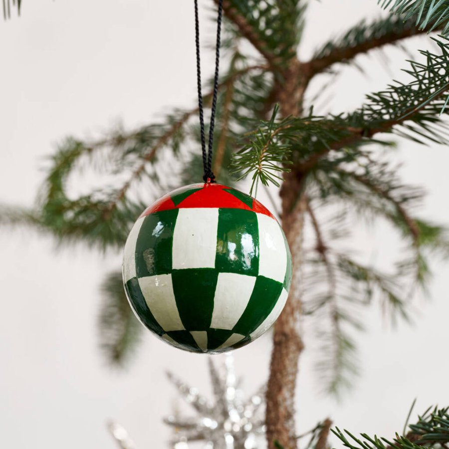 House Doctor Harlekin Weihnachtsschmuck 5 cm, Grn, Rot, Sand