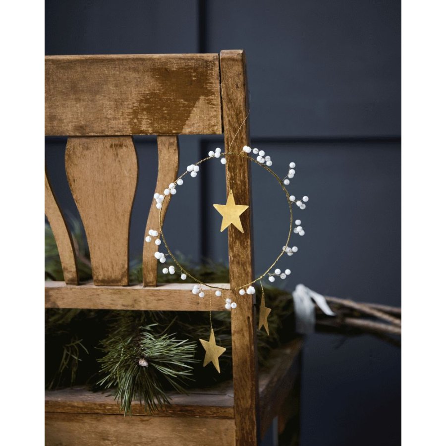 House Doctor Star Ring Weihnachtsschmuck 15 cm, Weiß/Messing