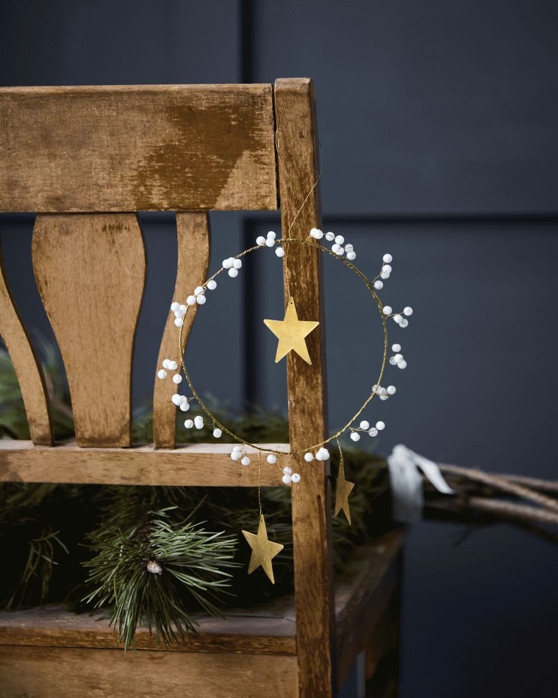 House Doctor Star Ring Weihnachtsschmuck 15 cm, Weiß/Messing