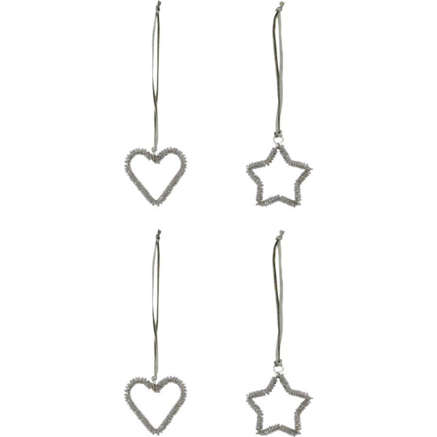 House Doctor Connect Weihnachtsschmuck 4er Set H5,5 cm, Silberfinish