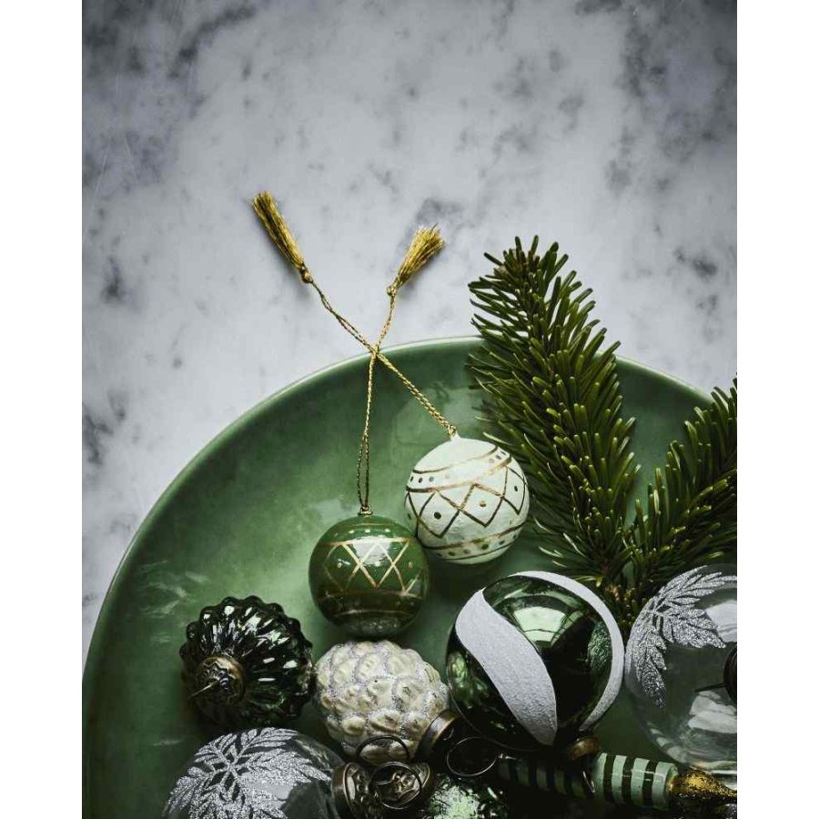 House Doctor Mach Weihnachtsschmuck 4er Set 4 cm, Dunkelgrün/Mintgrün