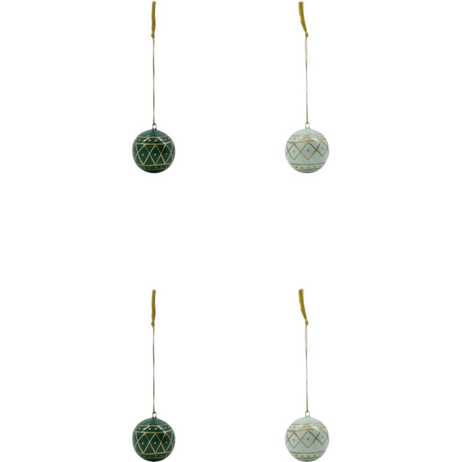 House Doctor Mach Weihnachtsschmuck 4er Set 4 cm, Dunkelgrün/Mintgrün