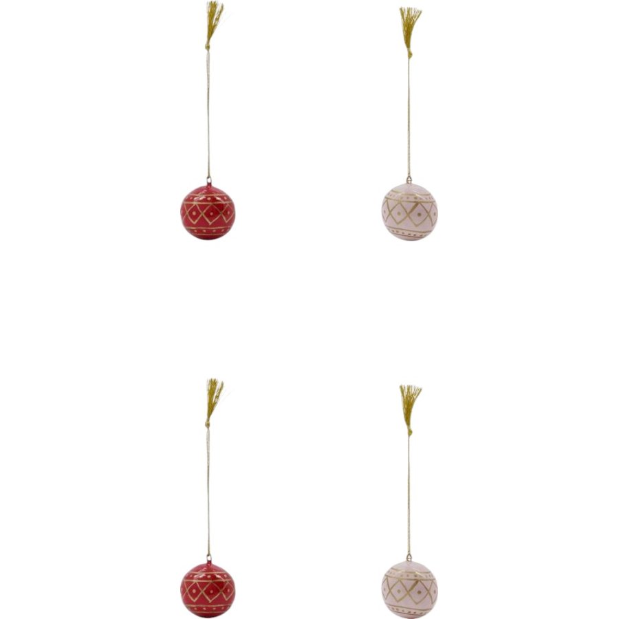 House Doctor Mach Weihnachtsschmuck 4er Set 4 cm, Rot/Rosa