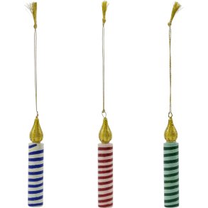 House Doctor Candle Weihnachtsschmuck 3er Set H9 cm, Grn/Rosa/Blau