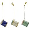 House Doctor Drum Weihnachtsschmuck 3er Set H4 cm, Dunkelblau/Grün/Beige