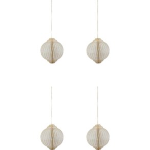 House Doctor Alsta Weihnachtsschmuck 4er Set 8 cm, Naturwei/Goldfarben