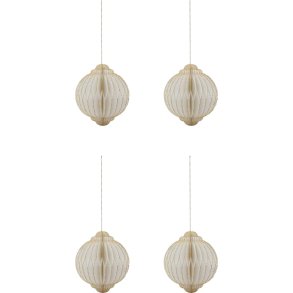 House Doctor Alsta Weihnachtsschmuck 4er Set 10 cm, Naturwei/Goldfarben