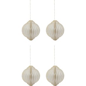 House Doctor Alsta Weihnachtsschmuck 4er Set 12 cm, Naturwei/Goldfarben