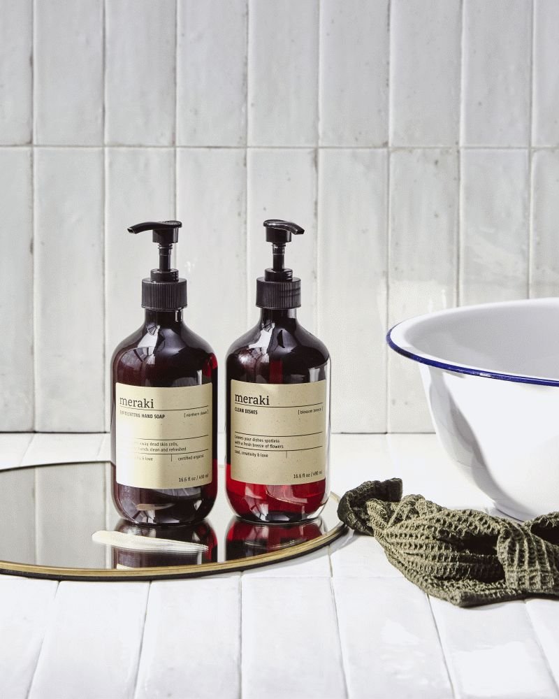Meraki Geschenkbox mit Peeling-Handseife und Spülmittel 490 ml, Northern Dawn/Blossom Breeze