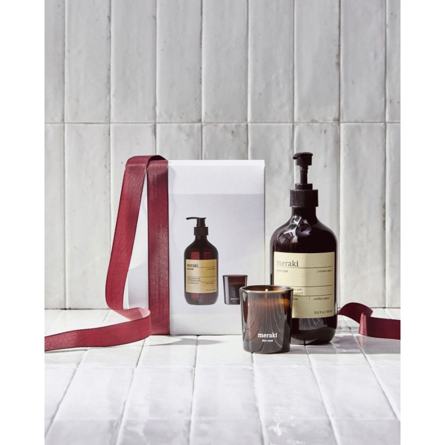 Meraki Geschenkbox mit Handseife und Duftkerze, Northern Dawn/Dark Wood