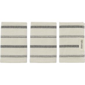 Meraki TRUE Waschlappen 3er Set 30x30 cm, Naturwei/Schwarz