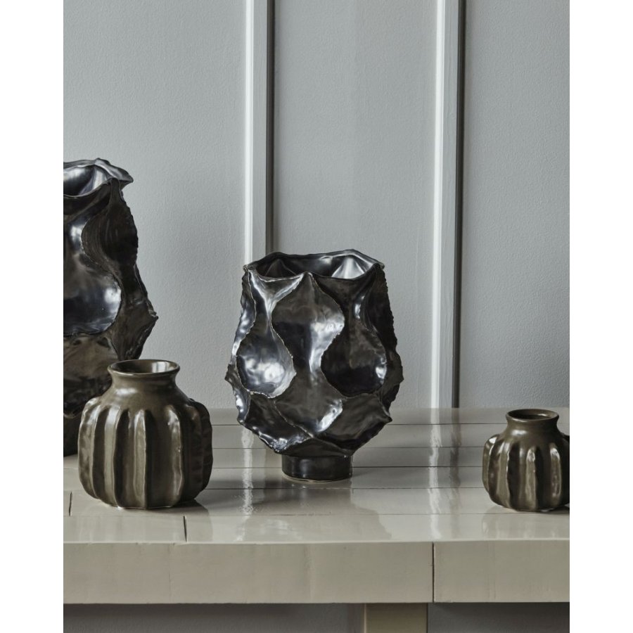 House Doctor Waves Vase H25 cm, Antikes Metallic