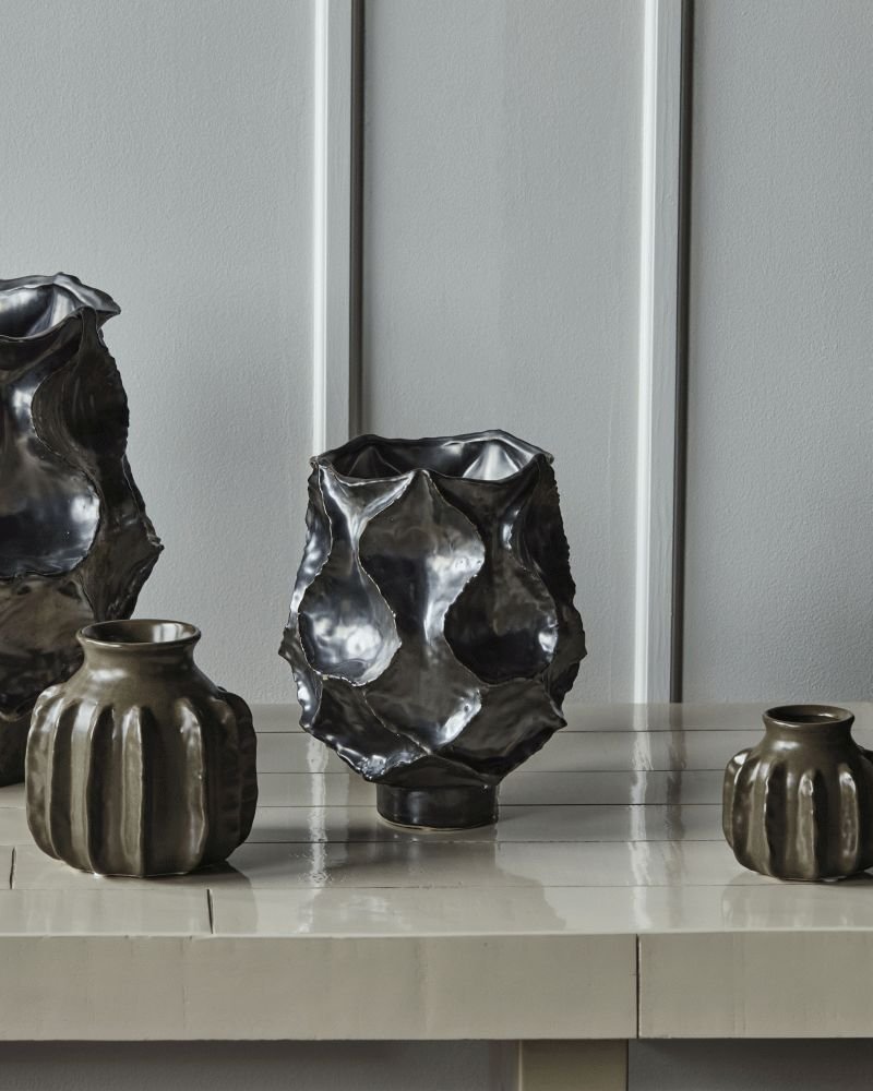 House Doctor Waves Vase H25 cm, Antikes Metallic