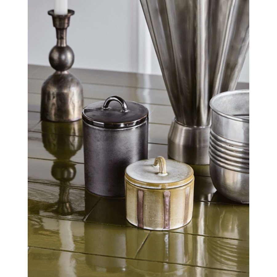 House Doctor Tallic Aufbewahrungsboxen 2er Set, Schwarz/Braun/Sand