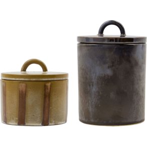 House Doctor Tallic Aufbewahrungsboxen 2er Set, Schwarz/Braun/Sand