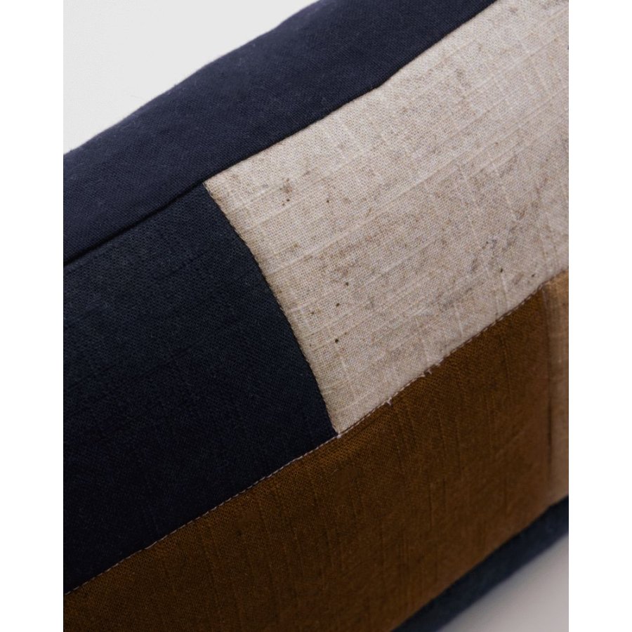 House Doctor Patch Kissenbezug 30x50 cm, Schwarz/Sand/Braun