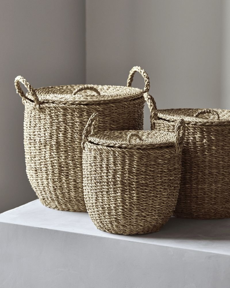 Meraki Round Aufbewahrungskörbe 3er Set, Seegras
