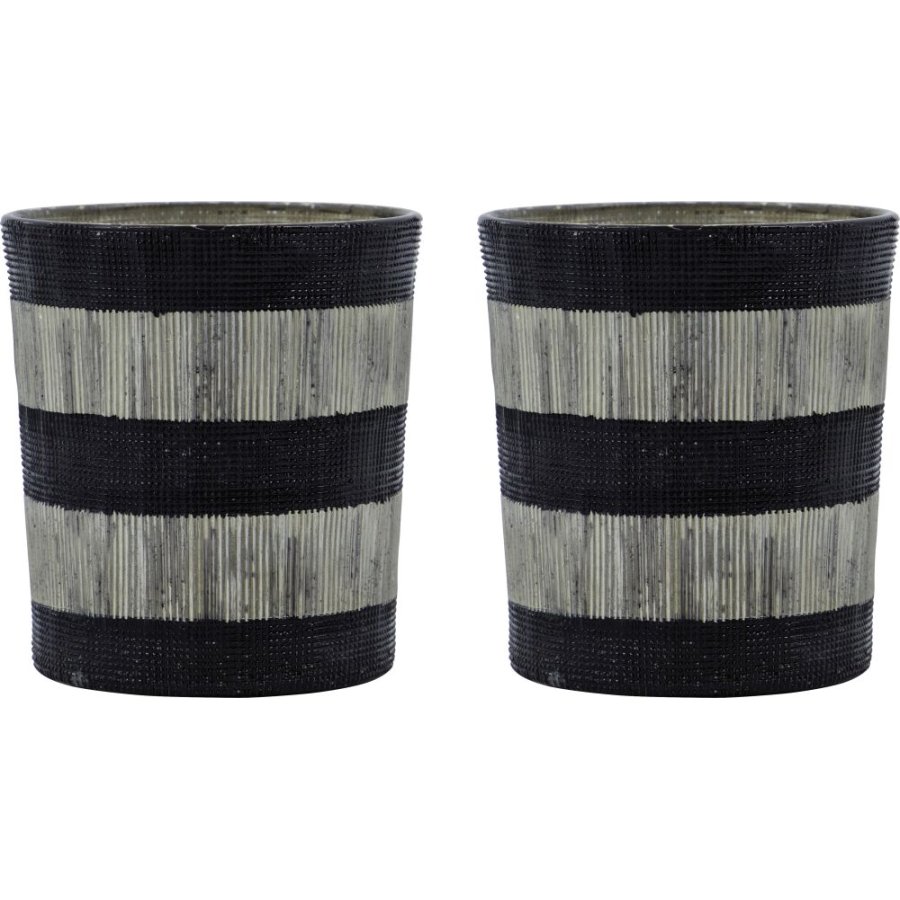 House Doctor Stripe Fyrfadsstage 2 stk. H9 cm, Sort/Rhvid