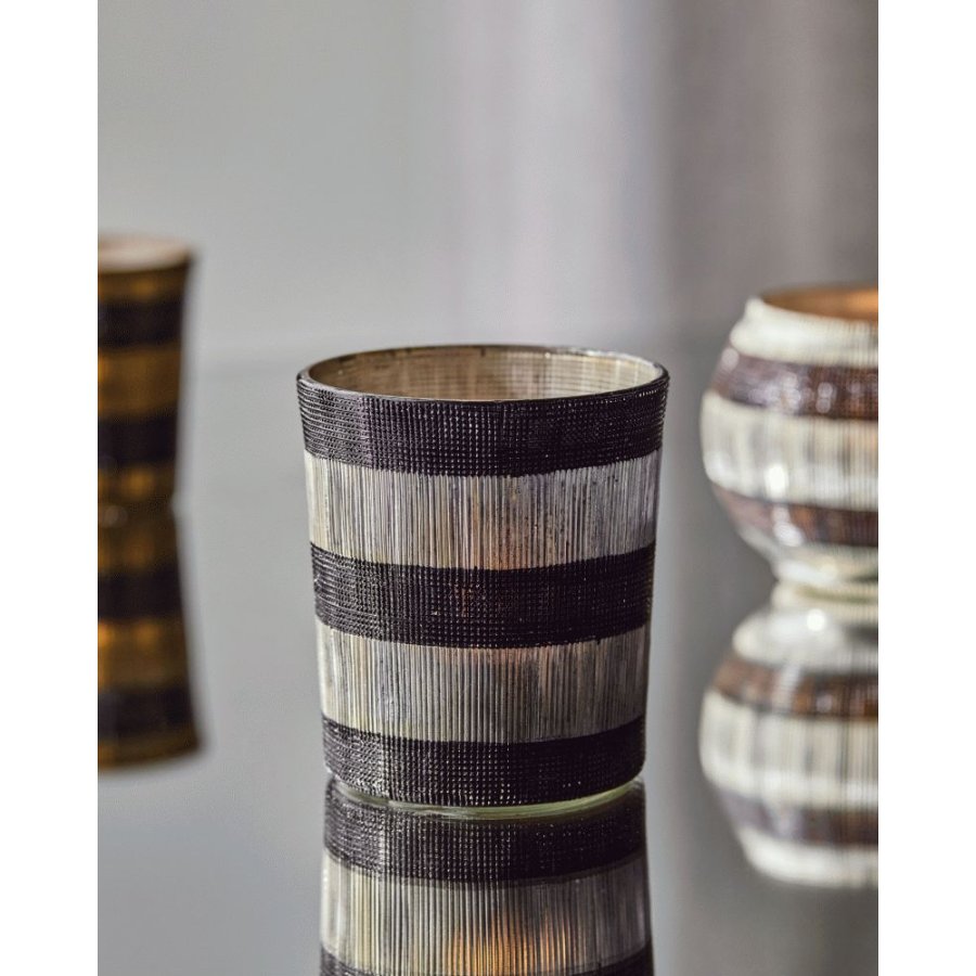 House Doctor Stripe Fyrfadsstage 2 stk. H9 cm, Sort/Rhvid