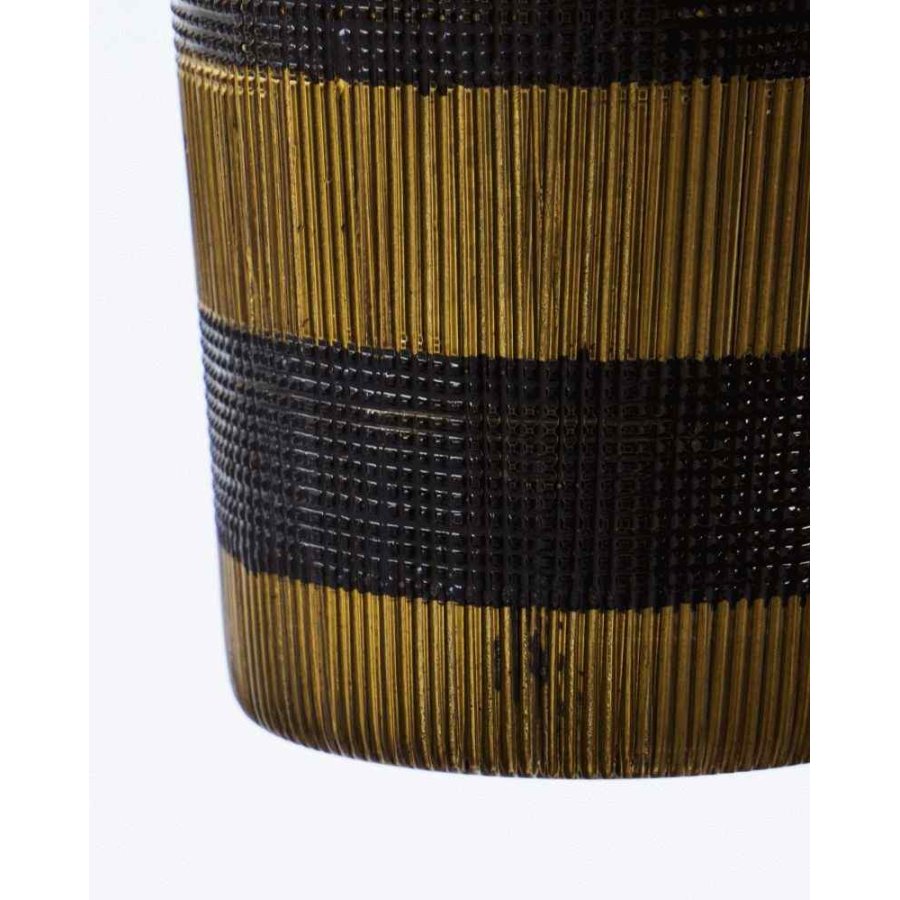 House Doctor Stripe Teelichthalter 2er Set H7,5 cm, Braun/Schwarz