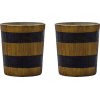 House Doctor Stripe Teelichthalter 2er Set H7,5 cm, Braun/Schwarz