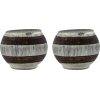 House Doctor Stripe Teelichthalter 2er Set H7,5 cm, Silberfinish/Braun