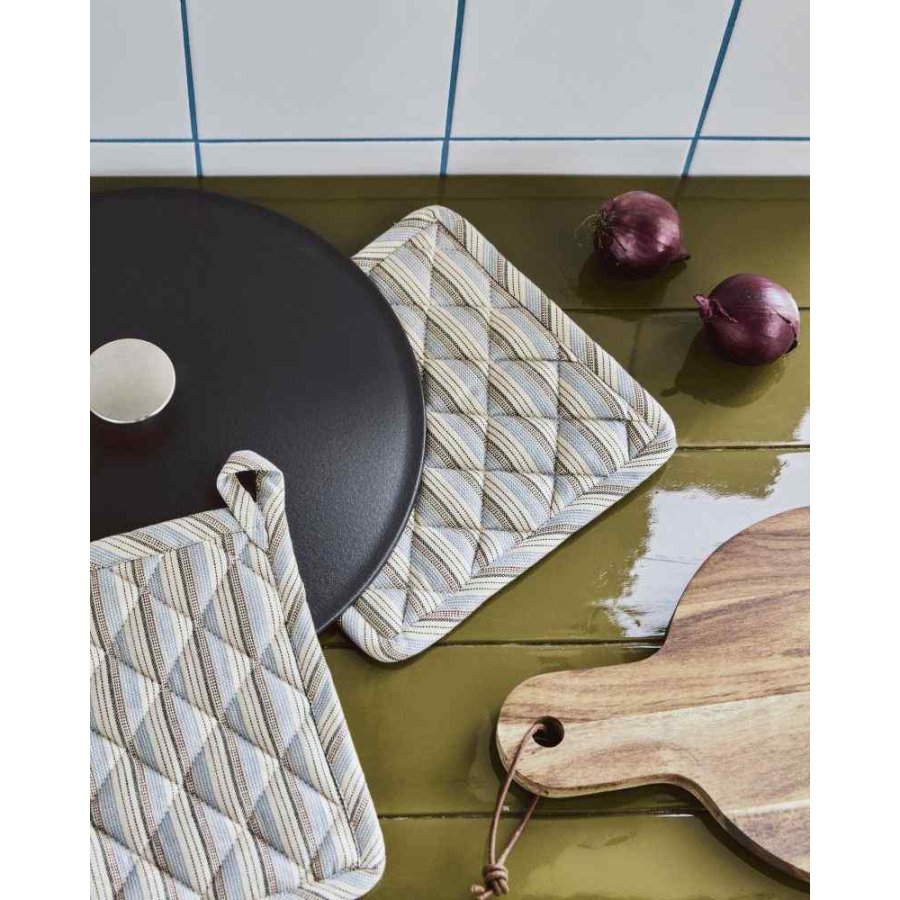 House Doctor Chef Topflappen 2er Set 22,5x22,5 cm, Blau/Sand