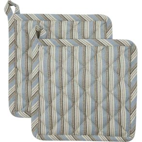 House Doctor Chef Topflappen 2er Set 22,5x22,5 cm, Blau/Sand
