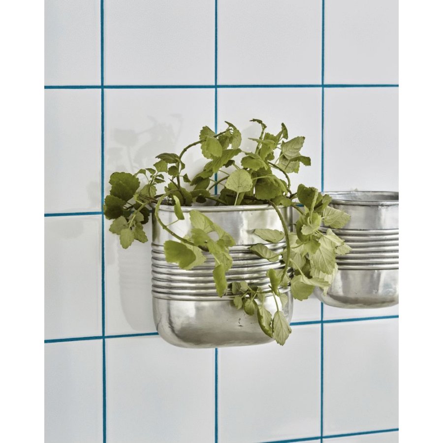 House Doctor Groove Pflanztopf 2er Set, Antikes Silberfinish