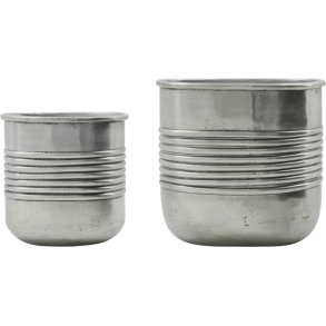 House Doctor Groove Pflanztopf 2er Set, Antikes Silberfinish