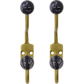 House Doctor Ball Wandhaken 2er Set 13 cm, Schwarz/Wei