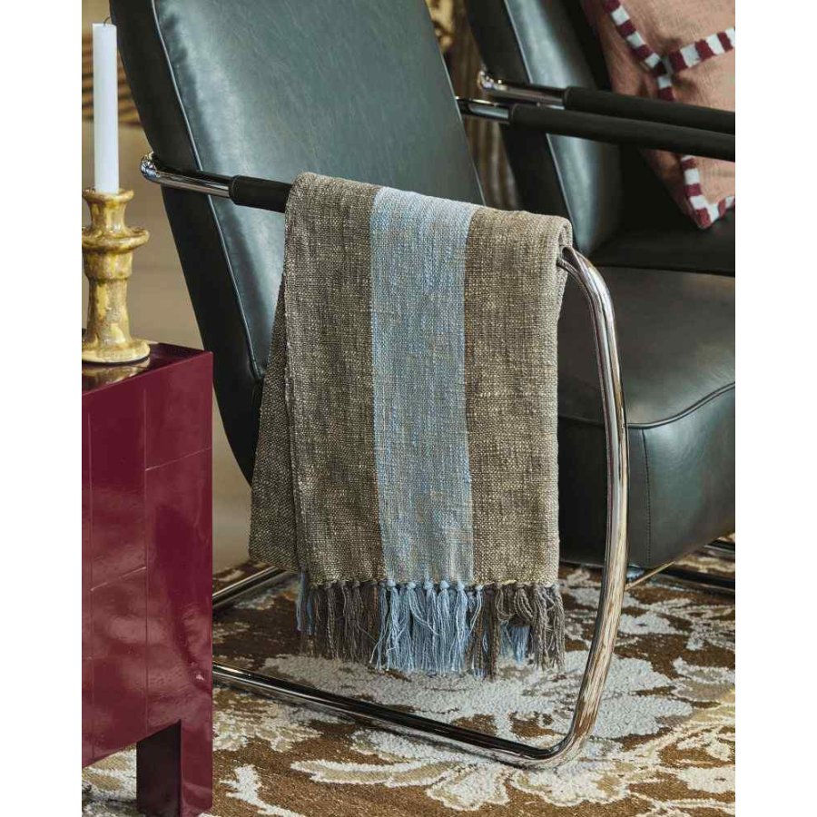 House Doctor Ponra Decke 130x180 cm, Braun/Hellblau