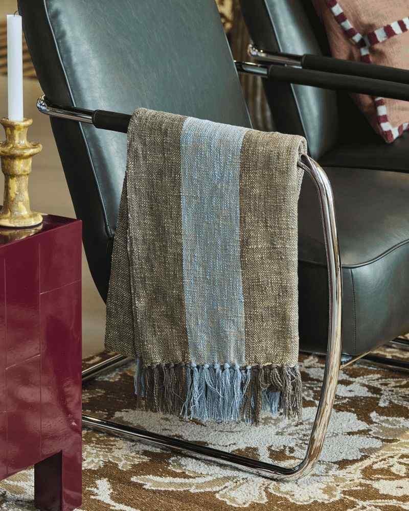 House Doctor Ponra Decke 130x180 cm, Braun/Hellblau